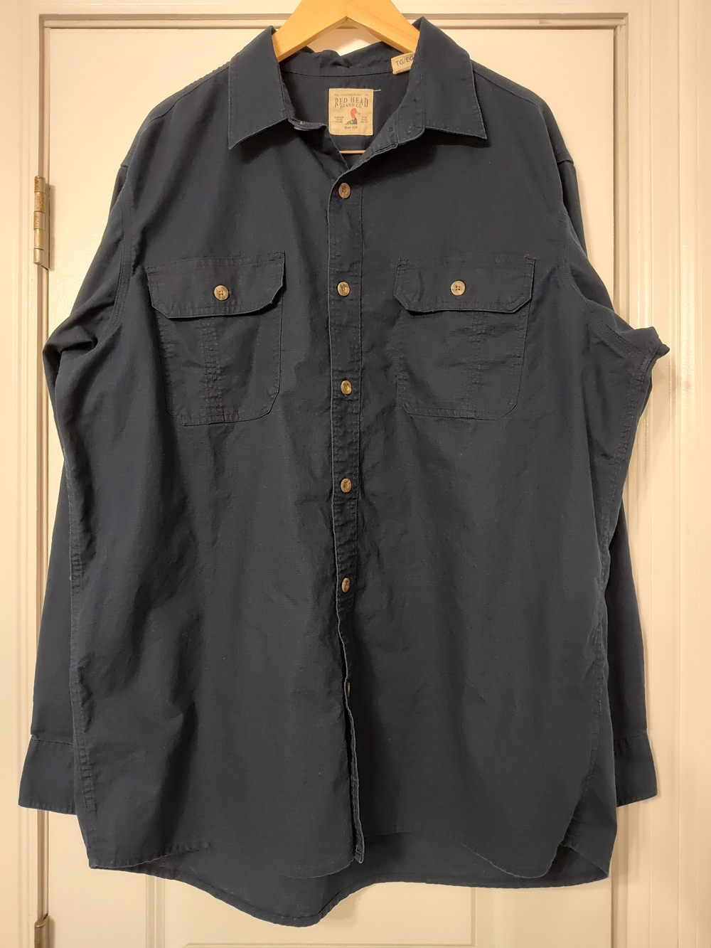 RedHead Men's Casual Button Down Shirt Navy Blue Outdoors Relaxed Fit Fisherman